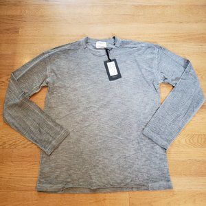 Long-sleeve Grey Heather Crew Knit w/ Rip Collar - Men's - Large - New w/ tags